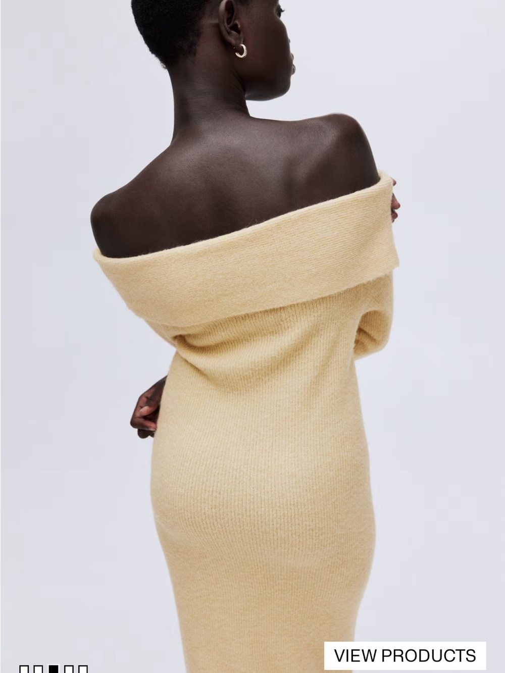 H&M Off-Shoulder Twist Knit Dress in Pale Yellow - Picture 5 of 6